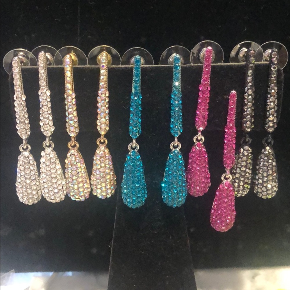 Pavé Crystal Teardrop Dangles,NWT
